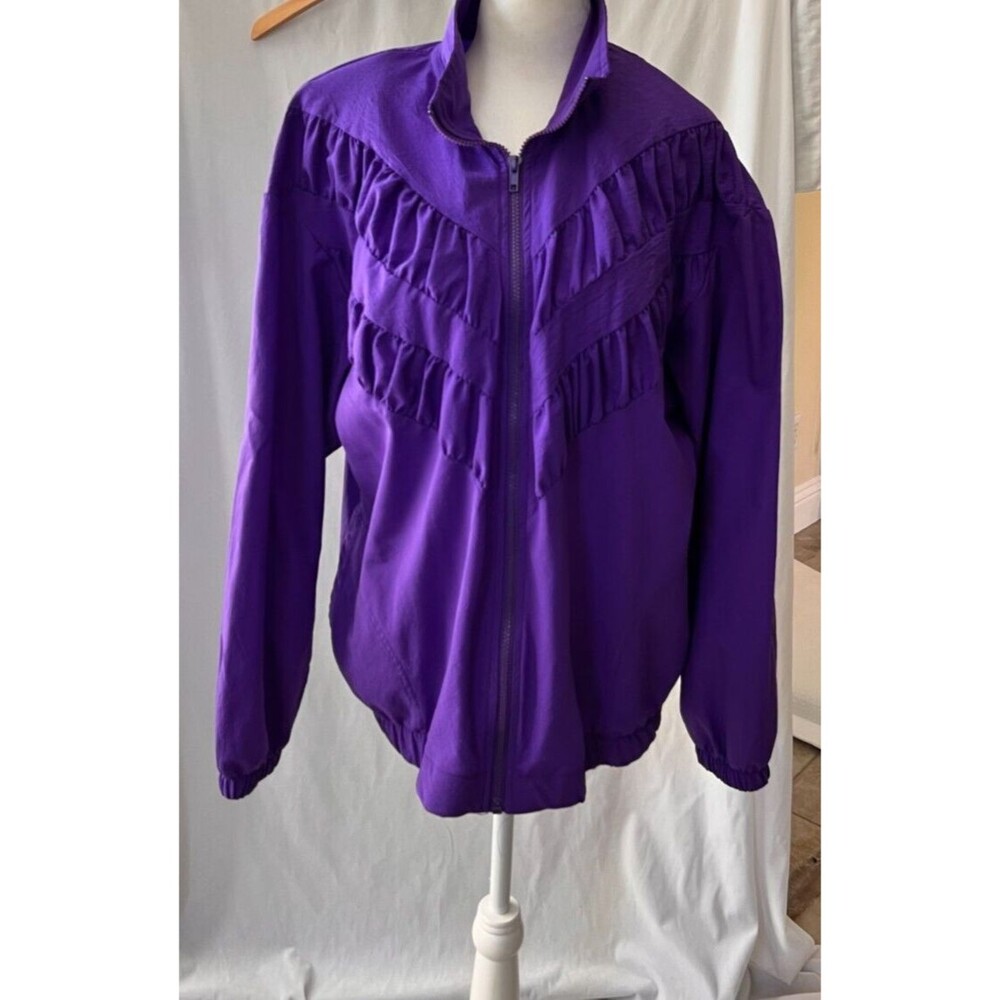 🔮 Vintage 80s Teddi Sport Windbreaker Jacket Purple | M | Retro Track Jacket
